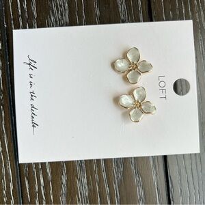 LOFT Gold and White Pearl Accent Earrings